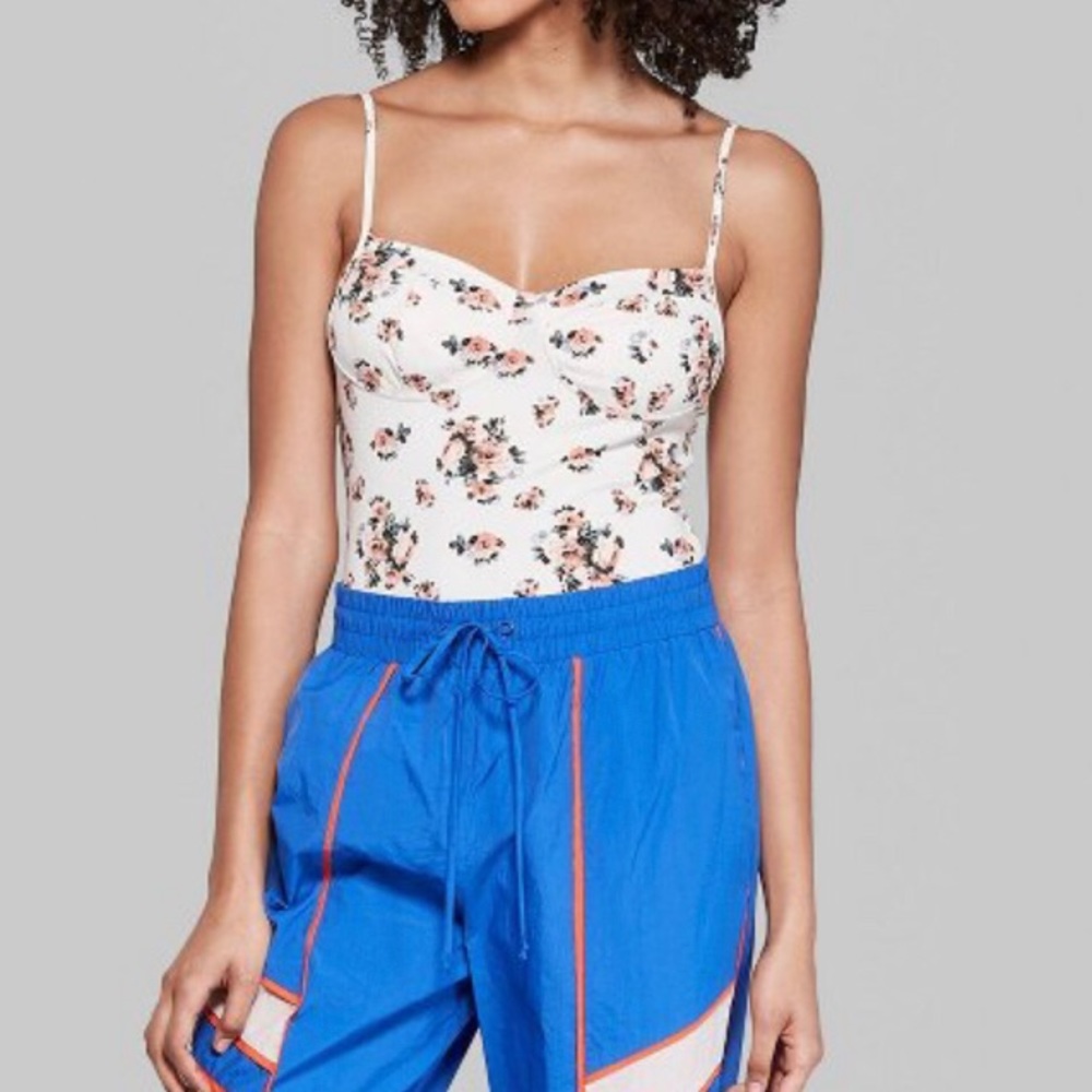 Floral Print Sleeveless Bustier Bodysuit